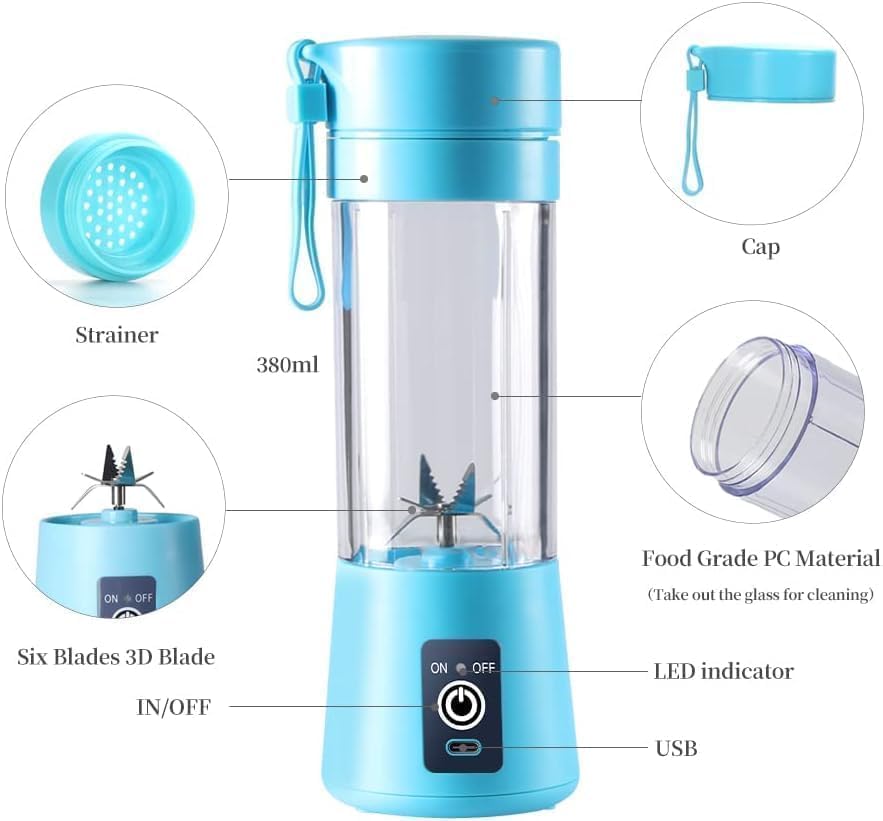 Portable USB Rechargeable Blender – Smoothies & Juices On-the-Go!