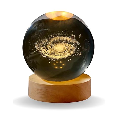 3D Galaxy Crystal Ball with LED Light Base – Stunning Cosmic Decor